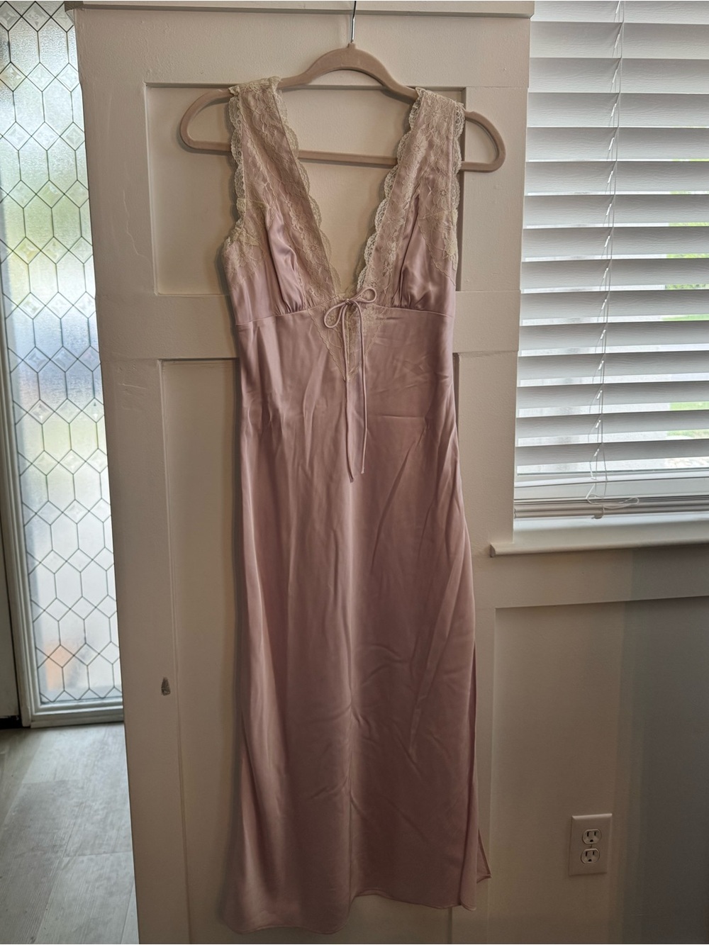 Abercrombie Light Pink Satin Midi Dress
